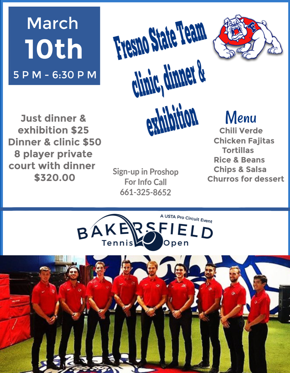 Events for January 2024 Bakersfield Tennis Open